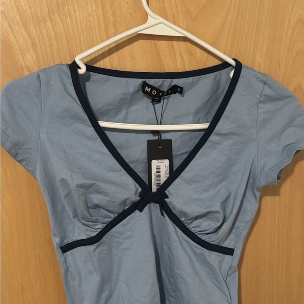 Motel Rocks Sky Blue Short Sleeve Top